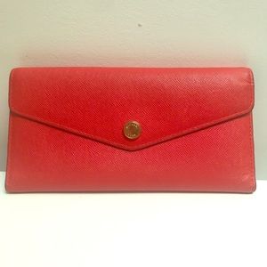 Michael Kors Red Saffiano Leather Wallet womens